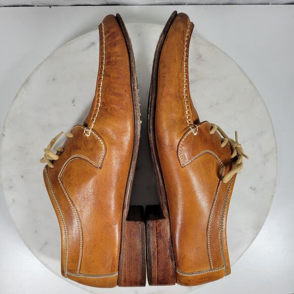 Vintage Hand Sewn Oxfords Mens 11D Tanned Soft Leather Soles Casual Laces main image 12